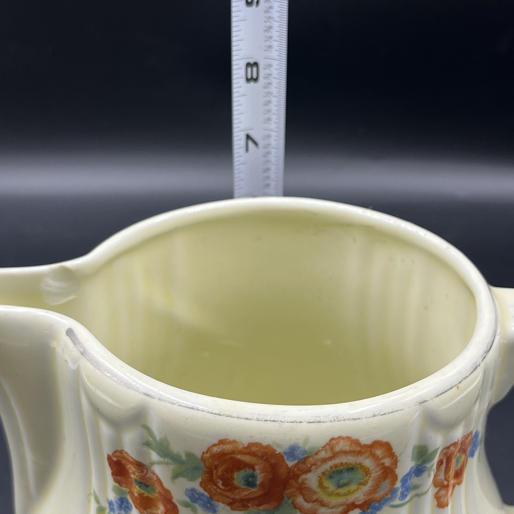 Vintage Hall's Superior Kitchenware Orange Poppy Water / Tea Pitcher Cottagecore - Picture 8 of 9